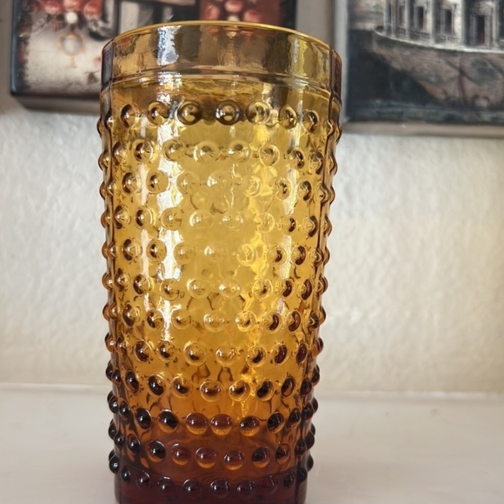 Zrike Amber‎ Hobnail Tumbler Set Of Glasses Hobnail Set of 4 - Picture 3 of 9